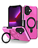 Hard PC Shockproof Case w /Ring Holder - PINK for iPhone 16 (Only Ground Shipping)
