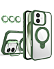 Magnetic Clear Case with 2 Kickstand & Camera Lens - DARK GREEN for iPhone 16 (Only Ground Shipping)