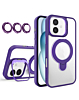 Magnetic Clear Case with 2 Kickstand & Camera Lens - DARK PURPLE for iPhone 16 (Only Ground Shipping)