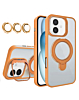 Magnetic Clear Case with 2 Kickstand & Camera Lens - ORANGE for iPhone 16 (Only Ground Shipping)