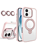Magnetic Clear Case with 2 Kickstand & Camera Lens - PINK for iPhone 16 (Only Ground Shipping)