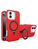 Support Heavy Duty Case with Wireless Charging Kickstand - RED for iPhone 16 (Only Ground Shipping)