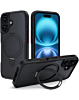 Carbon Fiber Magnetic Kickstand Case - BLACK for iPhone 16 (Only Ground Shipping)