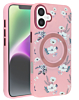 Flower Design Wireless Charging Case - PINK for iPhone 16 (Only Ground Shipping)