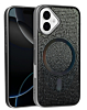 Wireless Charging Bling Diamond Crystal Case - BLACK for iPhone 16 (Only Ground Shipping)