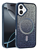 Wireless Charging Bling Diamond Crystal Case - BLUE for iPhone 16 (Only Ground Shipping)