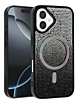 Wireless Charging Bling Diamond Crystal Case - BLACK & SILVER for iPhone 16 (Only Ground Shipping)