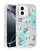 Flower Design Transparent Case with Wireless Charger - Style 8 for iPhone 16 (Only Ground Shipping)