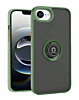 Hard PC Rear / Soft TPU Colorful Border Case with I-ring Holder - (NAVY GREEN) for iPhone 16e / 17e (Only Ground Shipping)