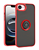 Hard PC Rear / Soft TPU Colorful Border Case with I-ring Holder - (RED) for iPhone 16e / 17e (Only Ground Shipping)