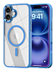 Shiny Magnetic Clear Cases -BLUE for iPhone 16 Plus  (Only Ground Shipping)