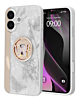 Luxury Diamond Shiny Cases with Butterfly Ring - WHITE for iPhone 16 Plus (Only Ground Shipping)