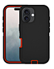 Heavy Duty Case for iPhone 16 Plus (BLACK & RED) (Only Ground Shipping)
