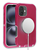 Wireless Charging Heavy Duty Case - PINK & WHITE for iPhone 16 Plus (Only Ground Shipping)