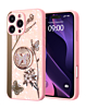 Luxury Diamond Shiny Cases with Butterfly Ring - PINK for iPhone 16 Pro (Only Ground Shipping)