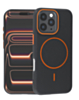 Magnetic Leather Soft Cases (BLACK & ORANGE) for iPhone 16 Pro (Only Ground Shipping)