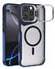 Matte Transparent Camera Stand Case with Wireless Charging for iPhone 16 Pro (BLUE) (Only Ground Shipping)