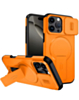 Magnetic Push Slide Lens Case with Kickstand (ORANGE) for iPhone 16 Pro Max (Only Ground Shipping)