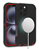Wireless Charging Heavy Duty Case - BLACK & RED for iPhone 16 Pro Max (Only Ground Shipping)