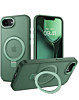 Carbon Wireless Charging Case with Ring Stand for iPhone 16e / 17e (GREEN) (Only Ground Shipping)