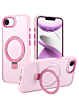 Carbon Wireless Charging Case with Ring Stand for iPhone 16e / 17e (PINK) (Only Ground Shipping)