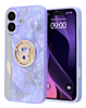 Luxury Diamond Shiny Cases with Butterfly Ring - PURPLE for iPhone 16 Plus (Only Ground Shipping)