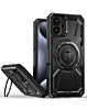 Full-Body Rugged Shockproof Case with Built-in Ring Holder - BLACK for iPhone 16 Plus (Only Ground Shipping)