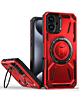 Full-Body Rugged Shockproof Case with Built-in Ring Holder - RED for iPhone 16 Plus (Only Ground Shipping)