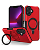 Hard PC Shockproof Case w /Ring Holder - RED for iPhone 16 Plus (Only Ground Shipping)