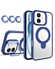 Magnetic Clear Case with 2 Kickstand & Camera Lens - DARK BLUE for iPhone 16 Plus (Only Ground Shipping)