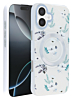 Flower Design Wireless Charging Case - WHITE for iPhone 16 Plus (Only Ground Shipping)