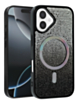 Wireless Charging Bling Diamond Crystal Case - BLACK & SILVER for iPhone 16 Plus (Only Ground Shipping)