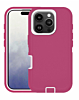 Heavy Duty Case for iPhone 16 Pro (HOT PINK & WHITE) (Only Ground Shipping)