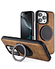 Slim Leather Case with Wireless Charging Kickstand - BROWN for iPhone 16 Pro (Only Ground Shipping)