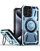 Full-Body Rugged Shockproof Case with Built-in Ring Holder - BLUE for iPhone 16 Pro (Only Ground Shipping)
