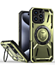 Full-Body Rugged Shockproof Case with Built-in Ring Holder - GREEN for iPhone 16 Pro (Only Ground Shipping)
