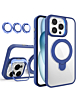 Magnetic Clear Case with 2 Kickstand & Camera Lens - DARK BLUE for iPhone 16 Pro (Only Ground Shipping)