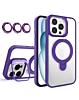 Magnetic Clear Case with 2 Kickstand & Camera Lens - DARK PURPLE for iPhone 16 Pro (Only Ground Shipping)