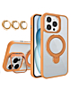Magnetic Clear Case with 2 Kickstand & Camera Lens - ORANGE for iPhone 16 Pro (Only Ground Shipping)