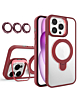 Magnetic Clear Case with 2 Kickstand & Camera Lens - WINE RED for iPhone 16 Pro (Only Ground Shipping)