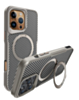 Carbon Fiber Magnetic Kickstand Case - GRAY for iPhone 16 Pro (Only Ground Shipping)