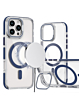 Thin Magnetic Clear Case with Camera Stand Kickstand - BLUE for iPhone 16 Pro (Only Ground Shipping)