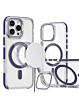 Thin Magnetic Clear Case with Camera Stand Kickstand - PURPLE for iPhone 16 Pro (Only Ground Shipping)