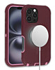 Wireless Charging Heavy Duty Case - MAROON & BLACK for iPhone 16 Pro Max (Only Ground Shipping)