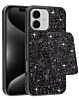 Magnetic Diamond Dual Layer Protection Case with Magnetic Card Slot- BLACK for iPhone 17 (Only Ground Shipping)