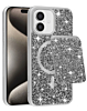 Magnetic Diamond Dual Layer Protection Case with Magnetic Card Slot- SILVER for iPhone 17 (Only Ground Shipping)