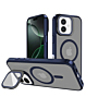 Slim Transparent Camera Stand Case with Wireless Charging - NAVY BLUE for iPhone 17 (Only Ground Shipping)