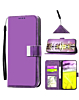 Elegant Leather Wallet Case with Wristlet Strap - PURPLE for iPhone 17 (Only Ground Shipping)