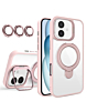 Magnetic Clear Case with 2 Kickstand & Camera Lens - PINK for iPhone 17 (Only Ground Shipping)