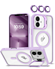 Thin Magnetic Clear Case with Camera Stand & Camera Cover - LIGHT PURPLE for iPhone 17 (Only Ground Shipping)